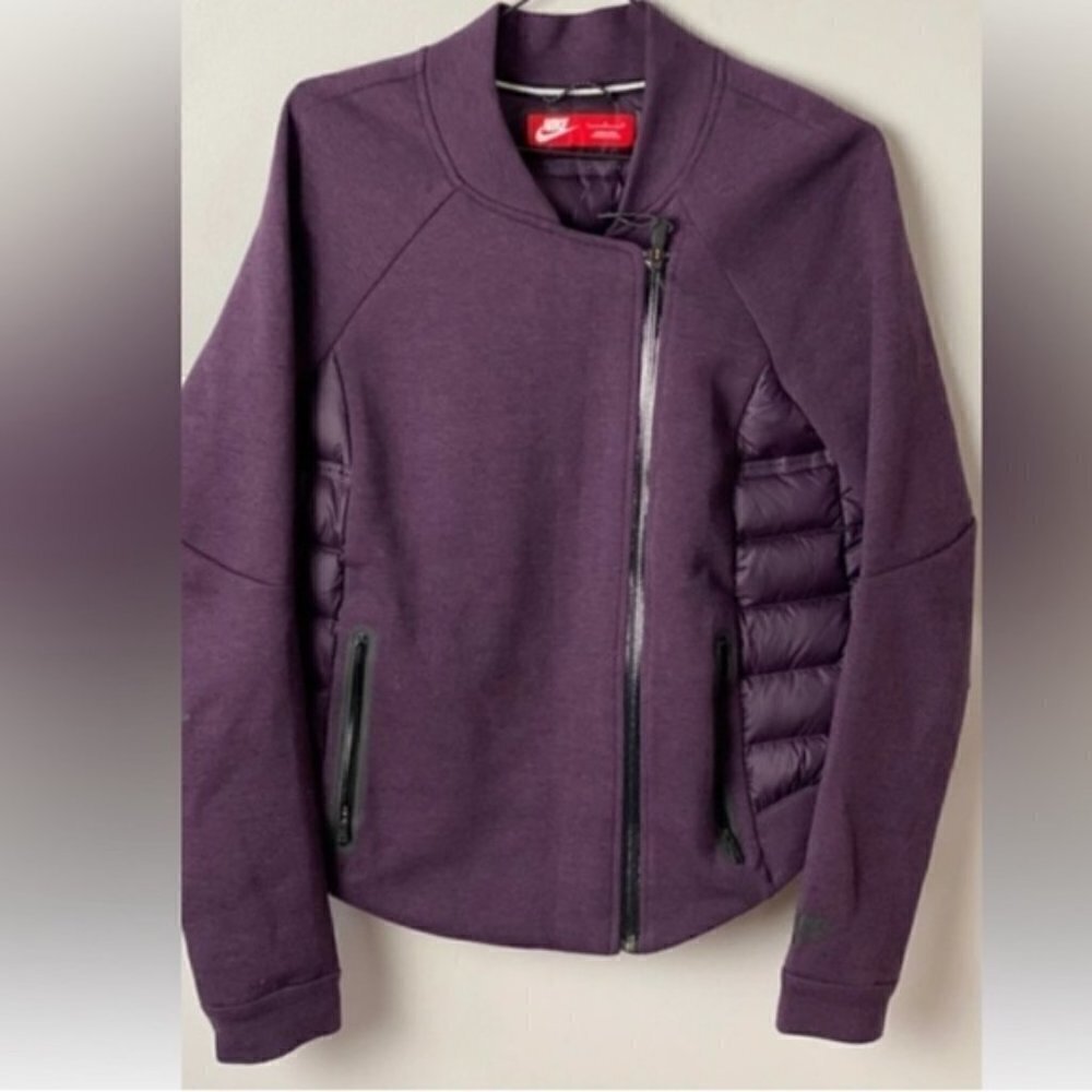 Nike Tech Womens Aeroloft 800 down-fill fleece purple Moto jacket medium BNWT